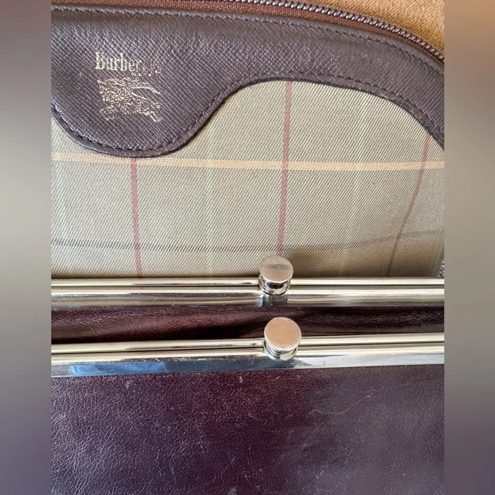 Burberry Brown Leather & Tan Plaid Cosmetic Clutch & HOBO Lauren Clutch-Wallet - Picture 10 of 16